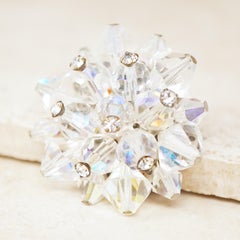 Vintage Aurora Borealis Crystal Cluster Circular Brooch, 1950s
