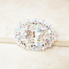 Vintage Aurora Borealis Crystal Cluster Oval Brooch, 1950s