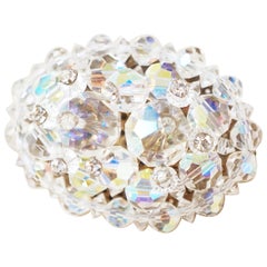Vintage Aurora Borealis Crystal Cluster Oval Brooch, 1950s