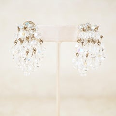 Vintage Aurora Borealis Crystal Waterfall Earrings by Laguna, 1950s