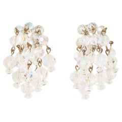 Vintage Aurora Borealis Crystal Waterfall Earrings by Laguna, 1950s