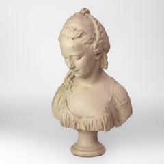 Vintage Austin Productions Buste classique en terre cuite d'une jeune fille c1978