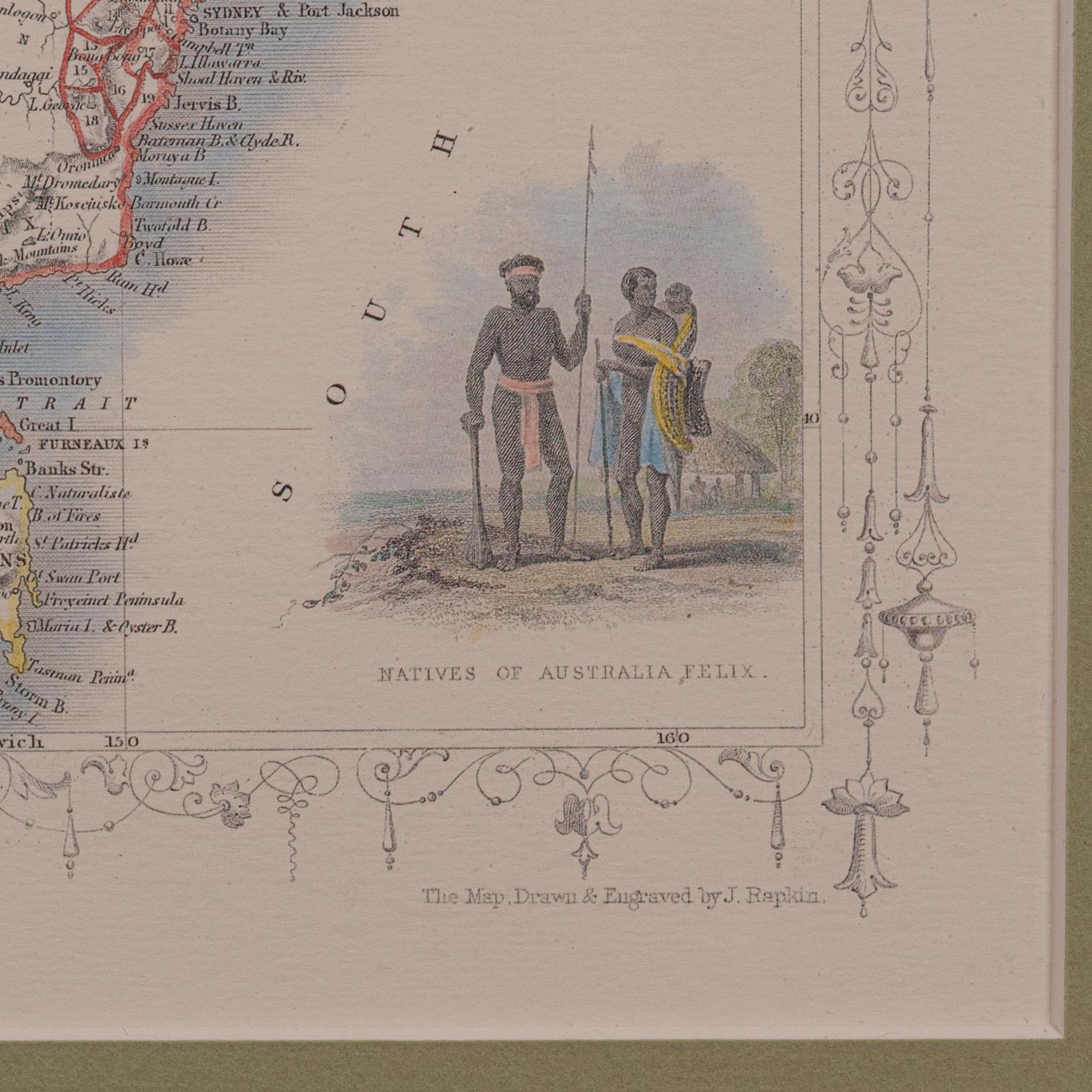 Mappa dell'Australia d'epoca, incorniciata, interesse storico per la cartografia del XIX secolo, 1988 in vendita 3