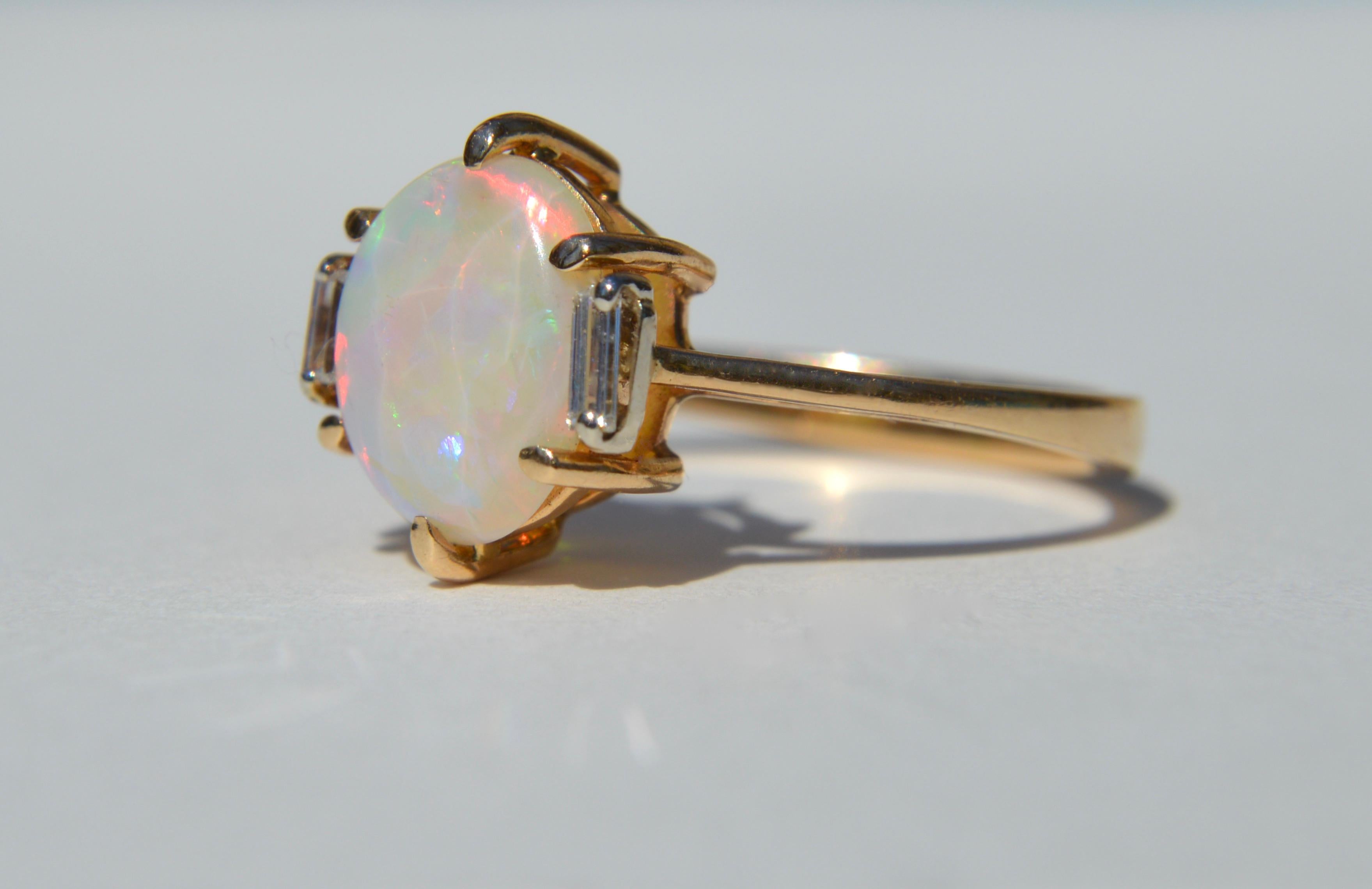 opal baguette ring