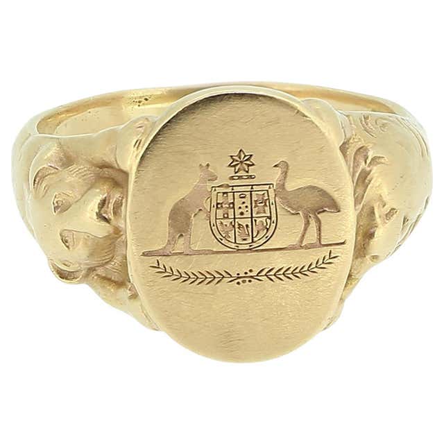 Signet Rings Nobility Coat of Arms Steel Gold Portuguese Nobility Mens Signet Ring For Sale ...
