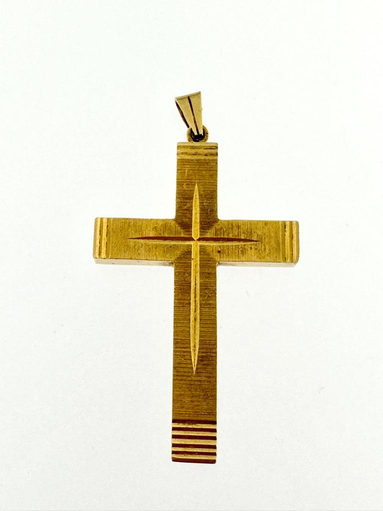 Women's or Men's Vintage Austrian 18 Karat Yellow Gold Cross “Chapiteau” For Sale