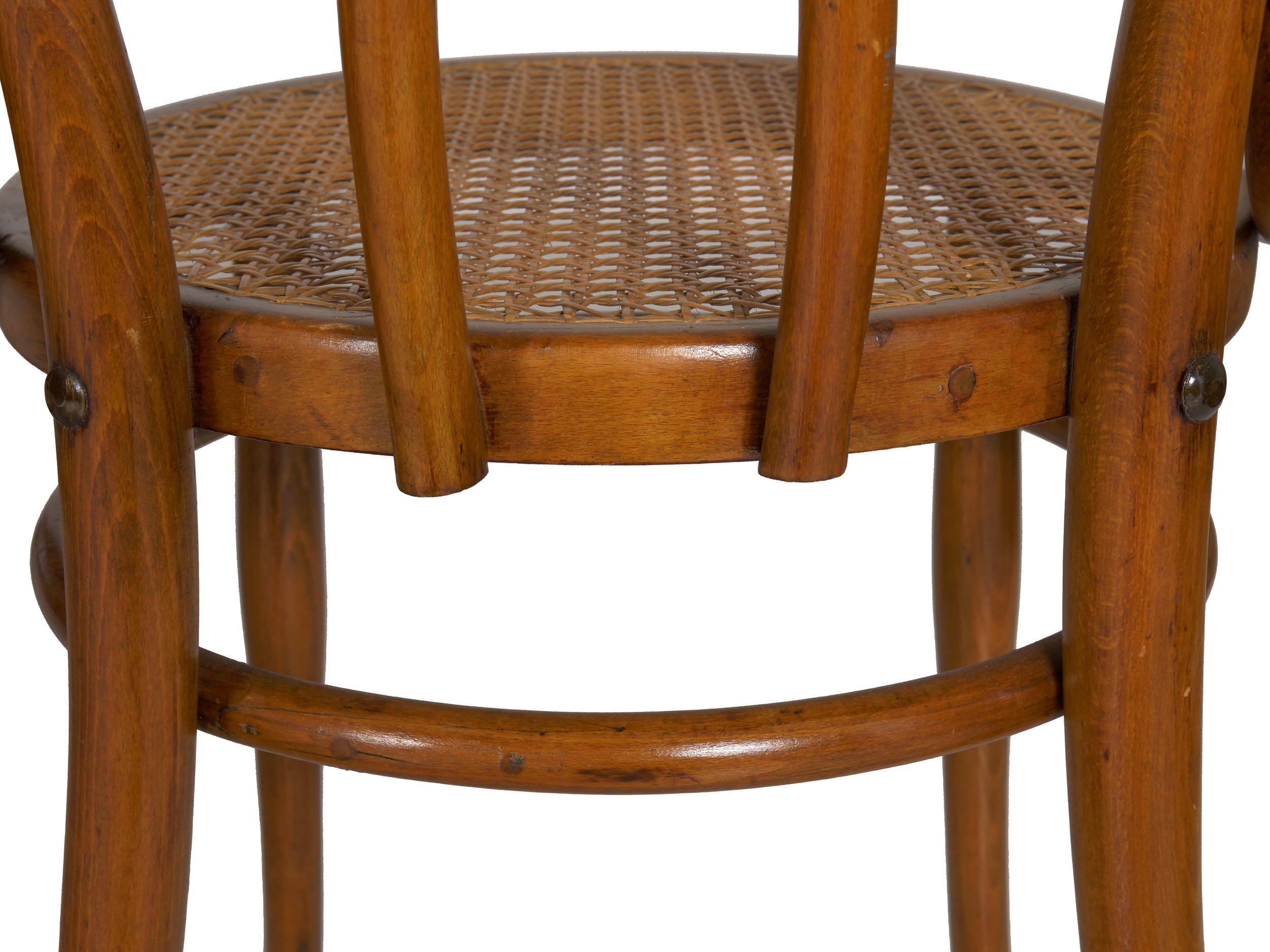 Vintage Austrian Bentwood No. 36 Dining Bistro Chairs by Josef Kohn, Set of 4 12