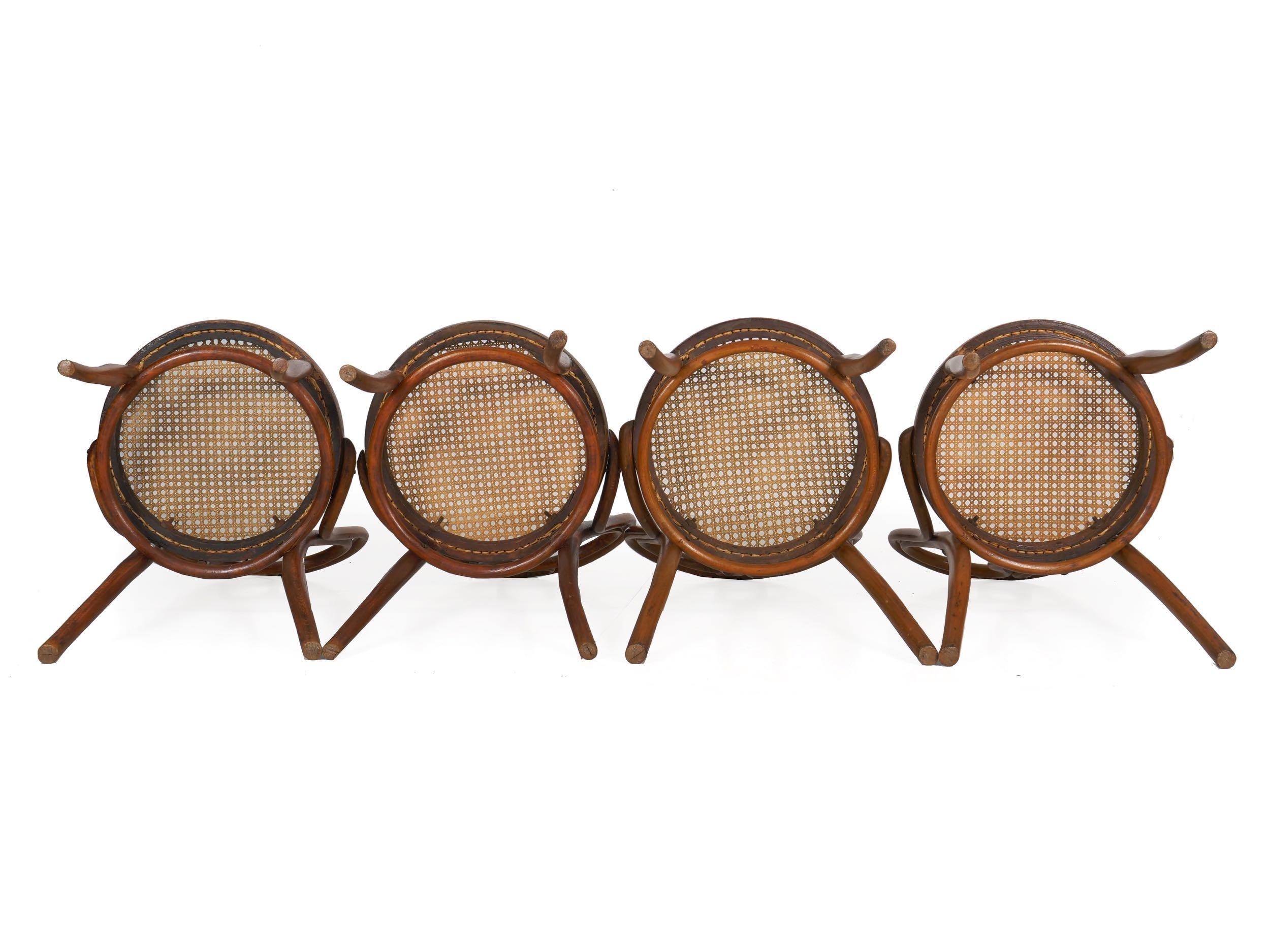 Vintage Austrian Bentwood No. 36 Dining Bistro Chairs by Josef Kohn, Set of 4 13
