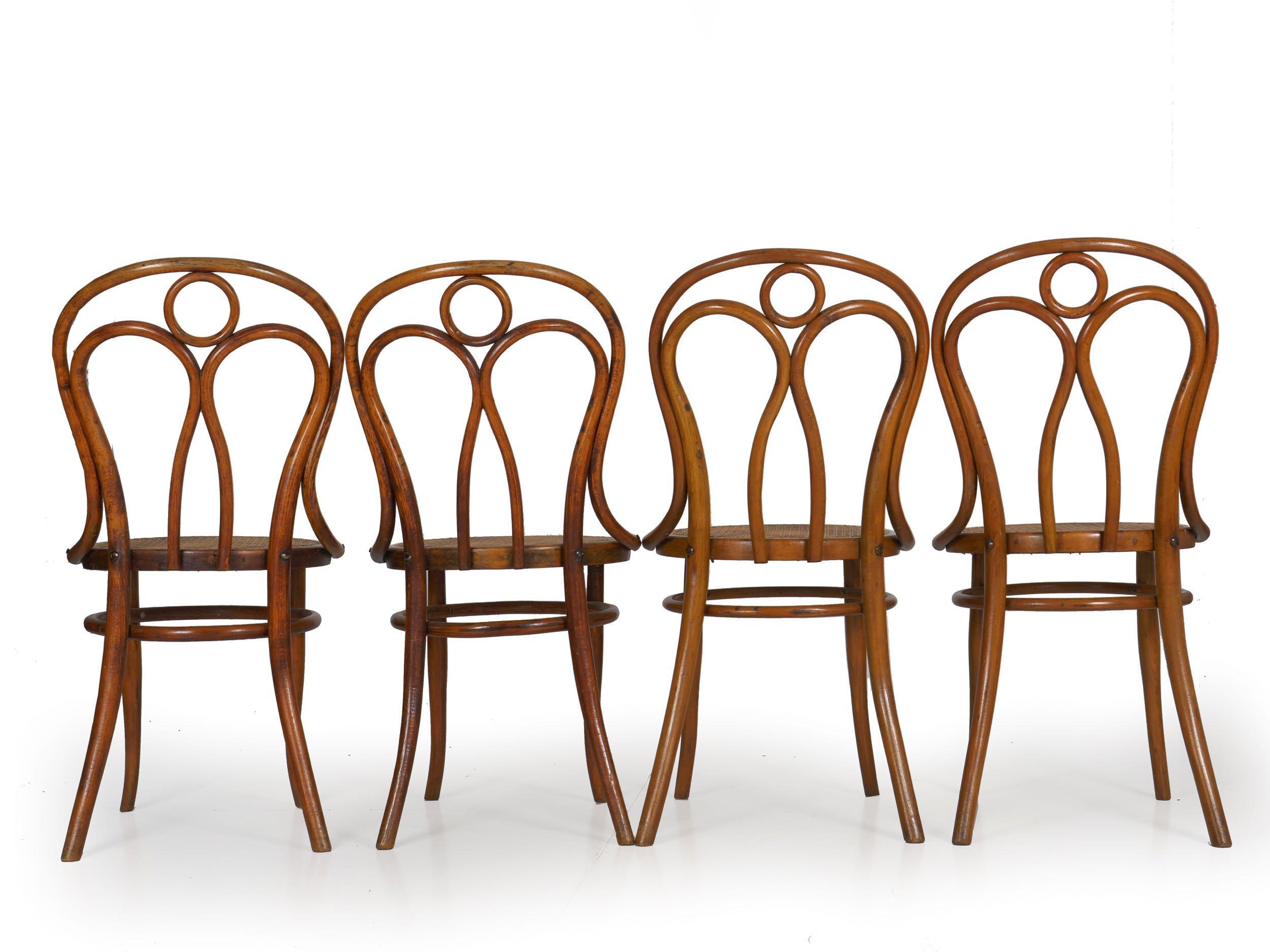 19th Century Vintage Austrian Bentwood No. 36 Dining Bistro Chairs by Josef Kohn, Set of 4