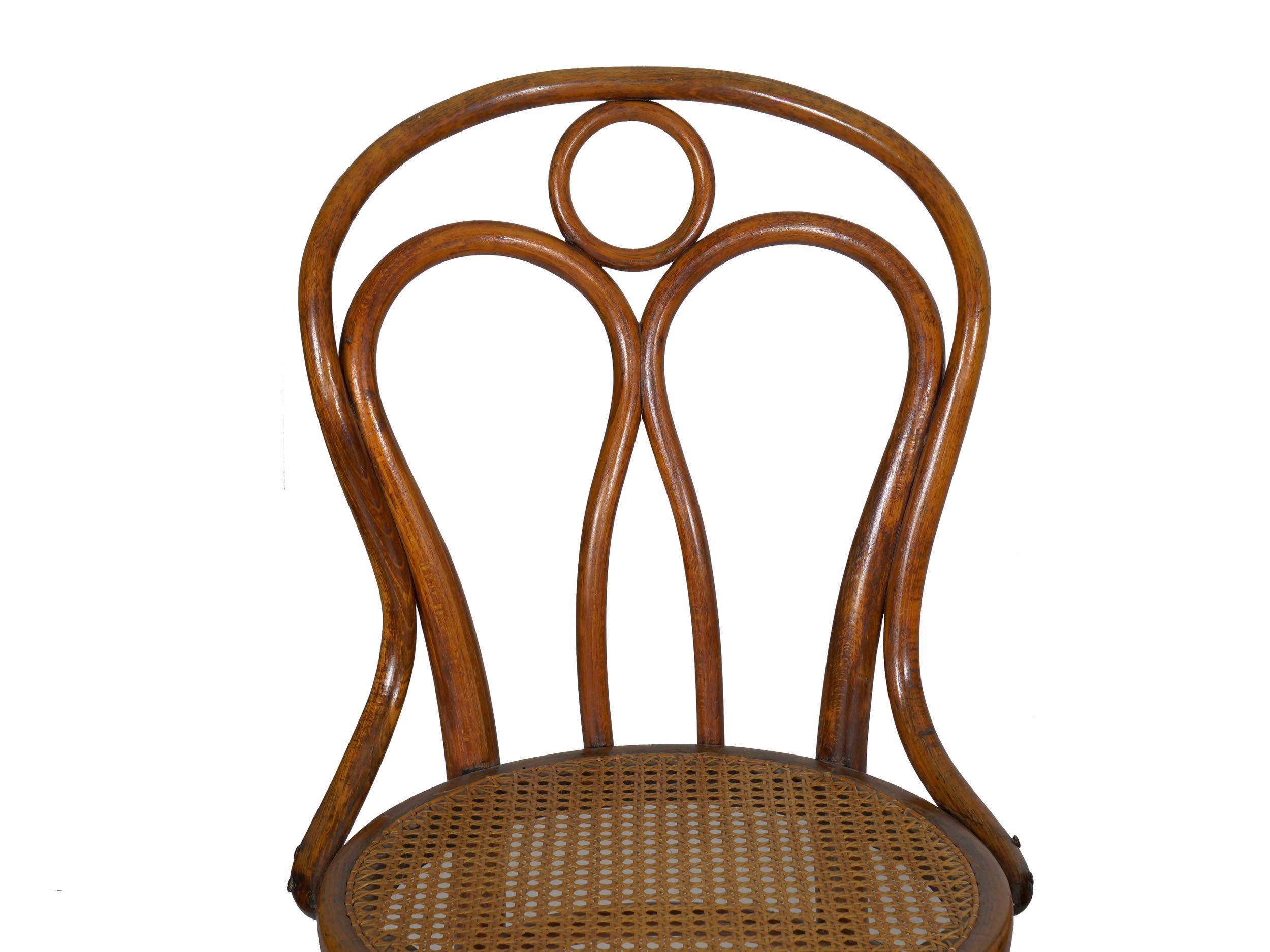 Vintage Austrian Bentwood No. 36 Dining Bistro Chairs by Josef Kohn, Set of 4 1