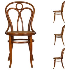 Vintage Austrian Bentwood No. 36 Dining Bistro Chairs by Josef Kohn, Set of 4