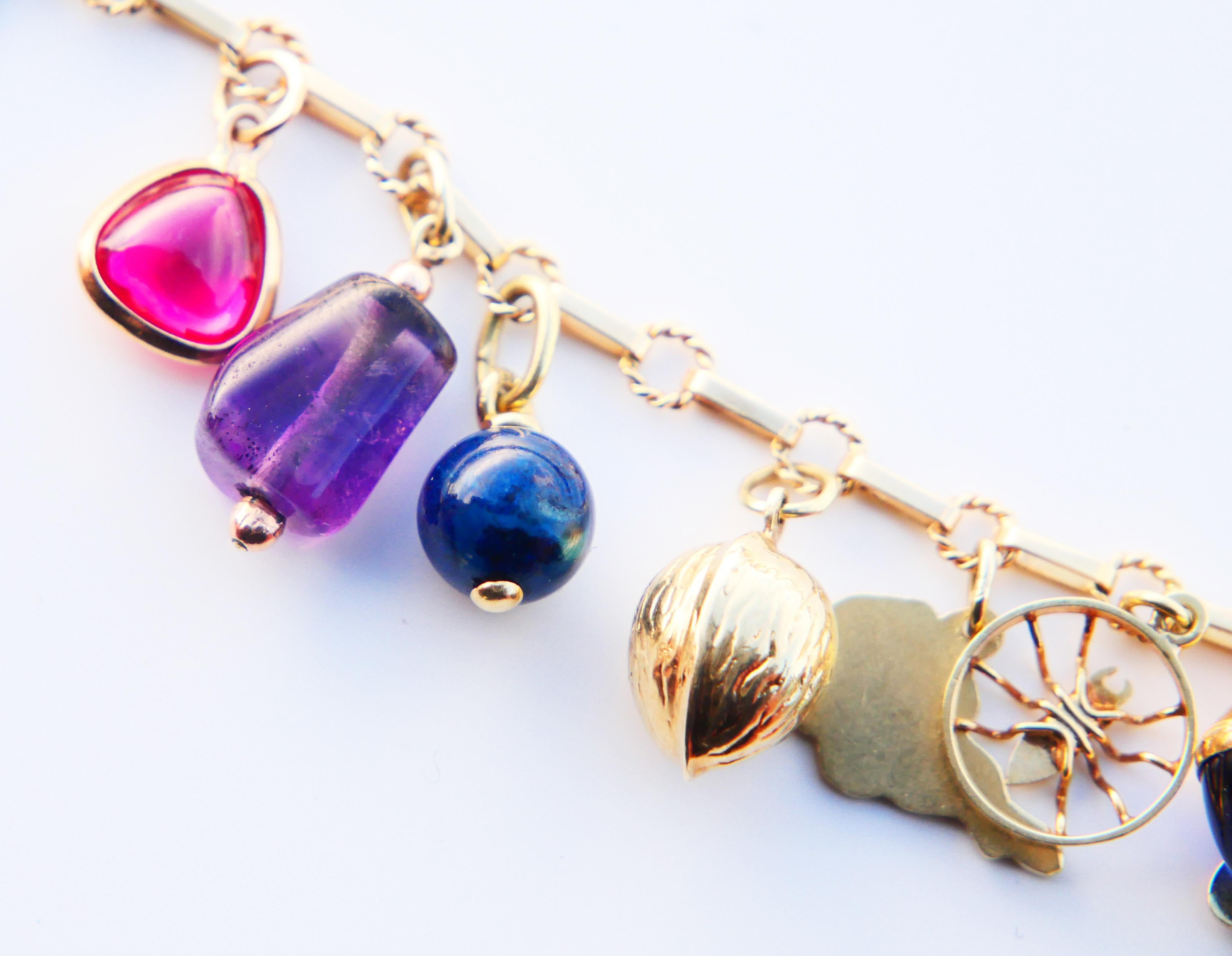 Österreichisches Vintage-Charm-Armband Massiv 14K/18K Gold 20 Charms / 19cm /23,5gr im Angebot 6