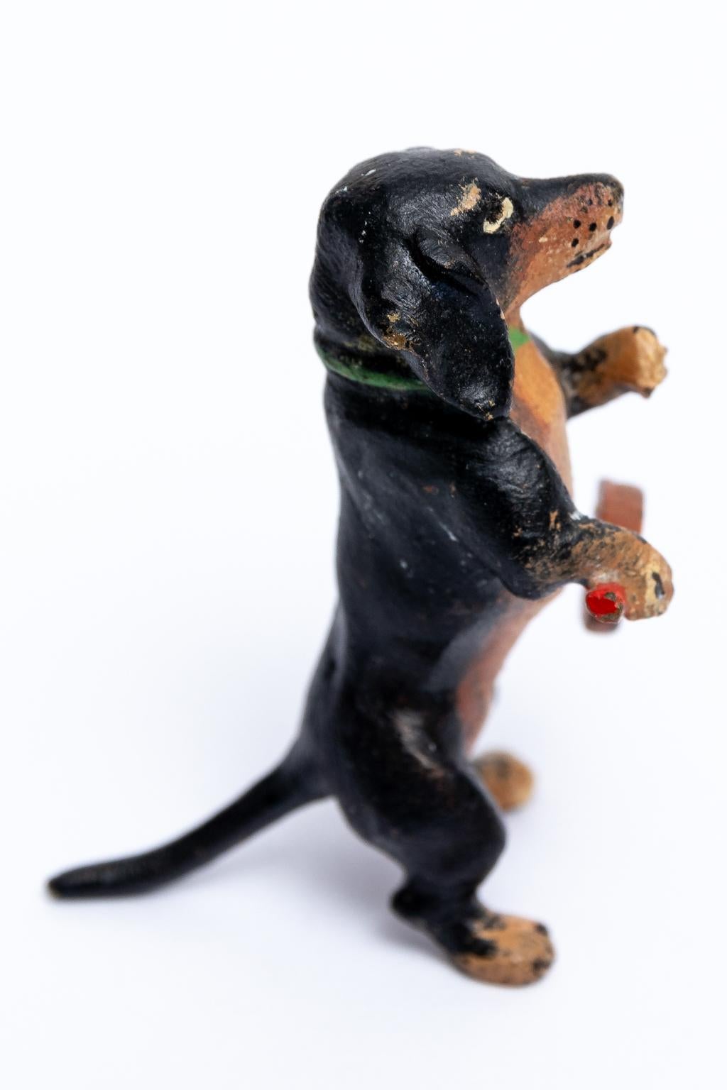 Vintage Austrian Cold Painted Bronze Dachshund In Good Condition For Sale In Stamford, CT