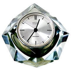 Vintage Austrian Cut Glass Crystal Desk Clock by Steiger