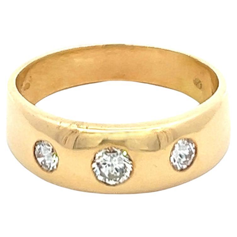 Three-Stone Pink and Green Tourmaline Ring Vintage 14 Karat Yellow Gold ...