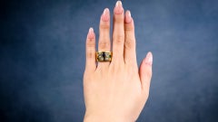 Vintage Austrian Diamond Gemstone 18k Confetti Band Ring