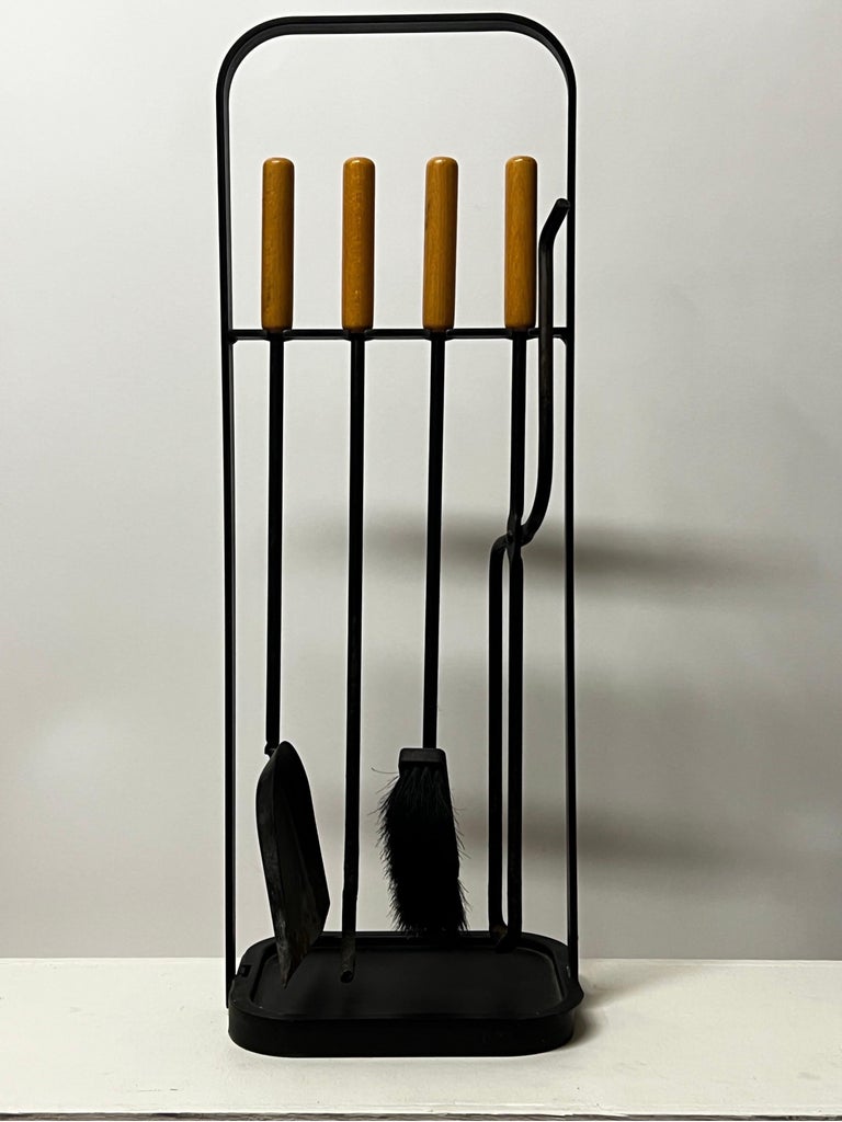 Vintage Austrian Iron and Wood Fireplace Tool Set, c1950s at 1stDibs