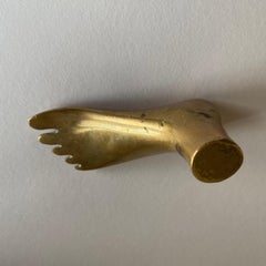 Vintage Austrian Midcentury Brass Foot Paperweight Sculpture Signed Aubock