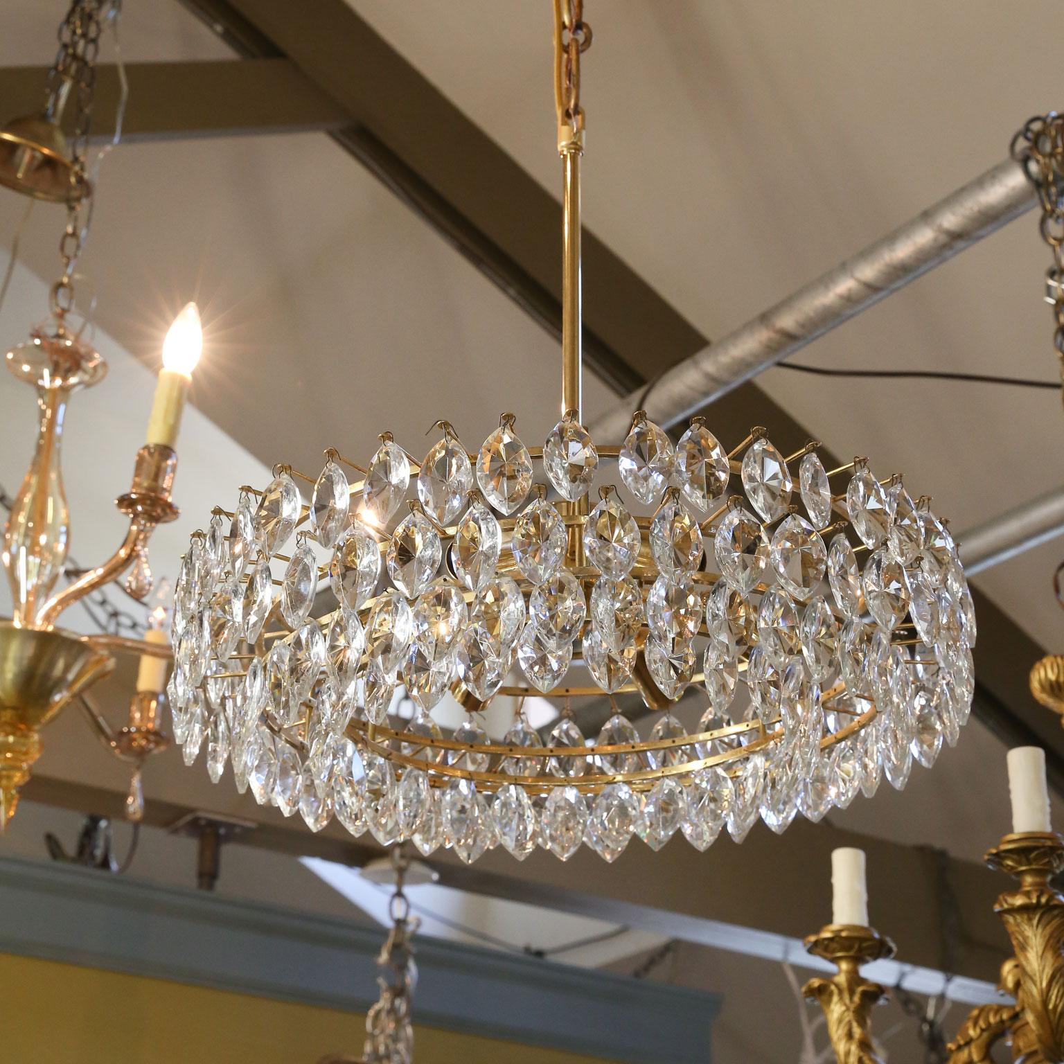 Vintage Austrian Palwa Crystal Chandelier With Three Levels In Good Condition In Houston, TX
