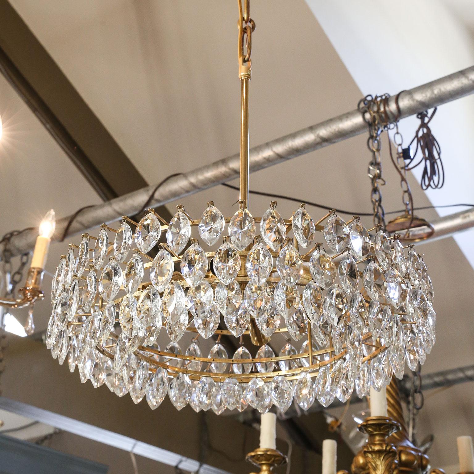 Mid-20th Century Vintage Austrian Palwa Crystal Chandelier With Three Levels