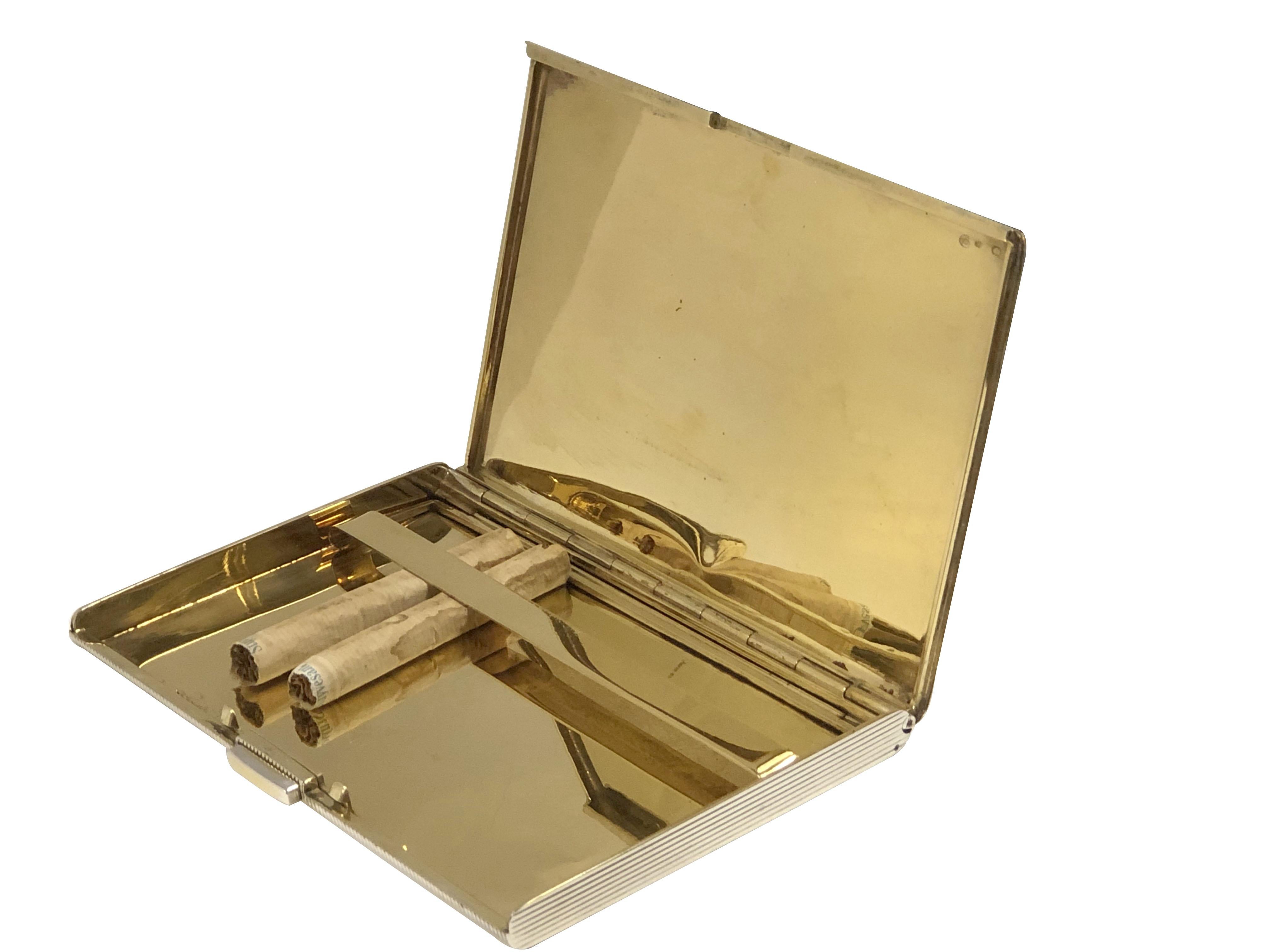 Vintage Austrian Sterling Cigarette Case Owned by Zsa Zsa Gabor In Excellent Condition In Chicago, IL