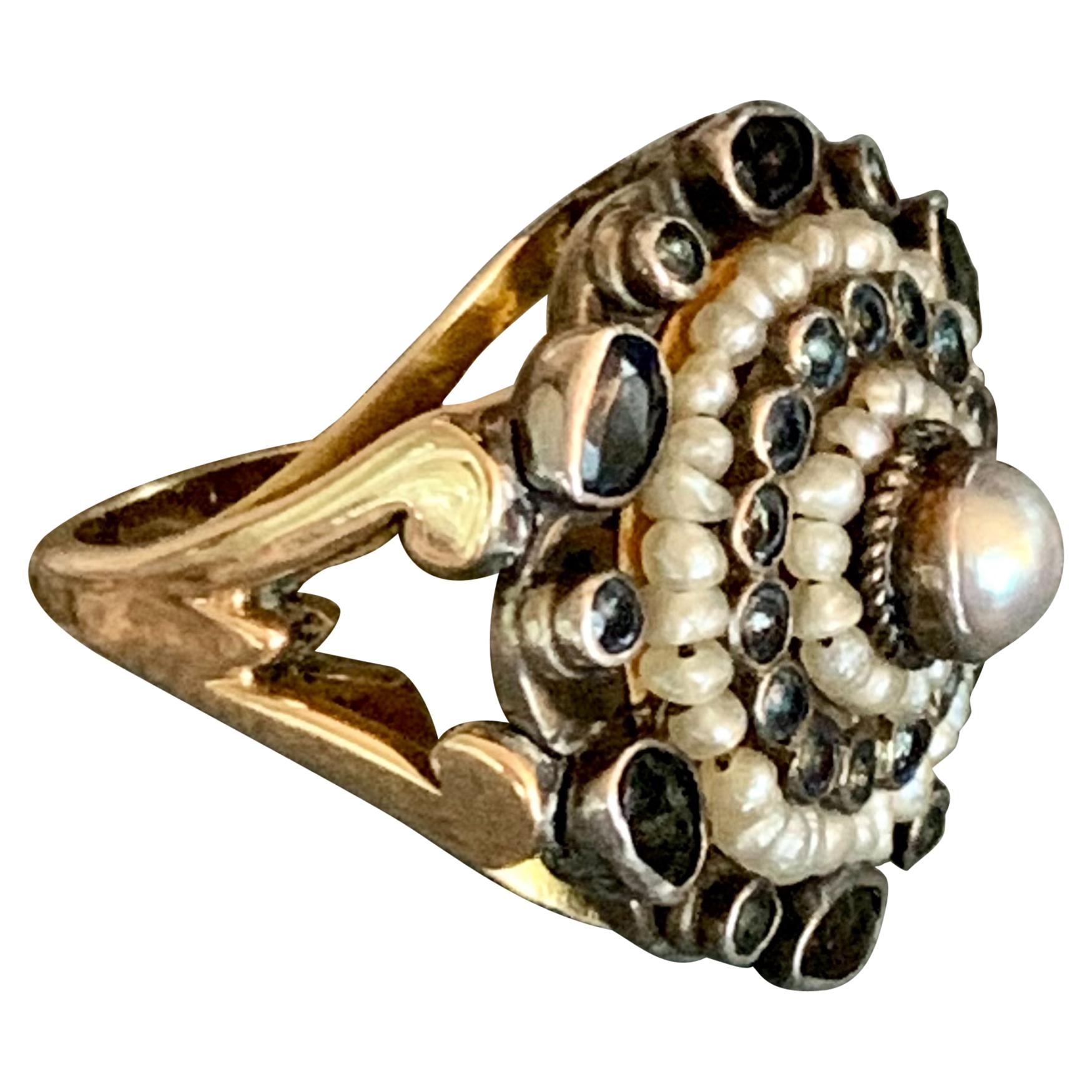 Antique Austro-Hungarian Sterling Silver & Tiger's Eye Ring // Statement Ring // Incredible Gemstone Cluster Ring // Large