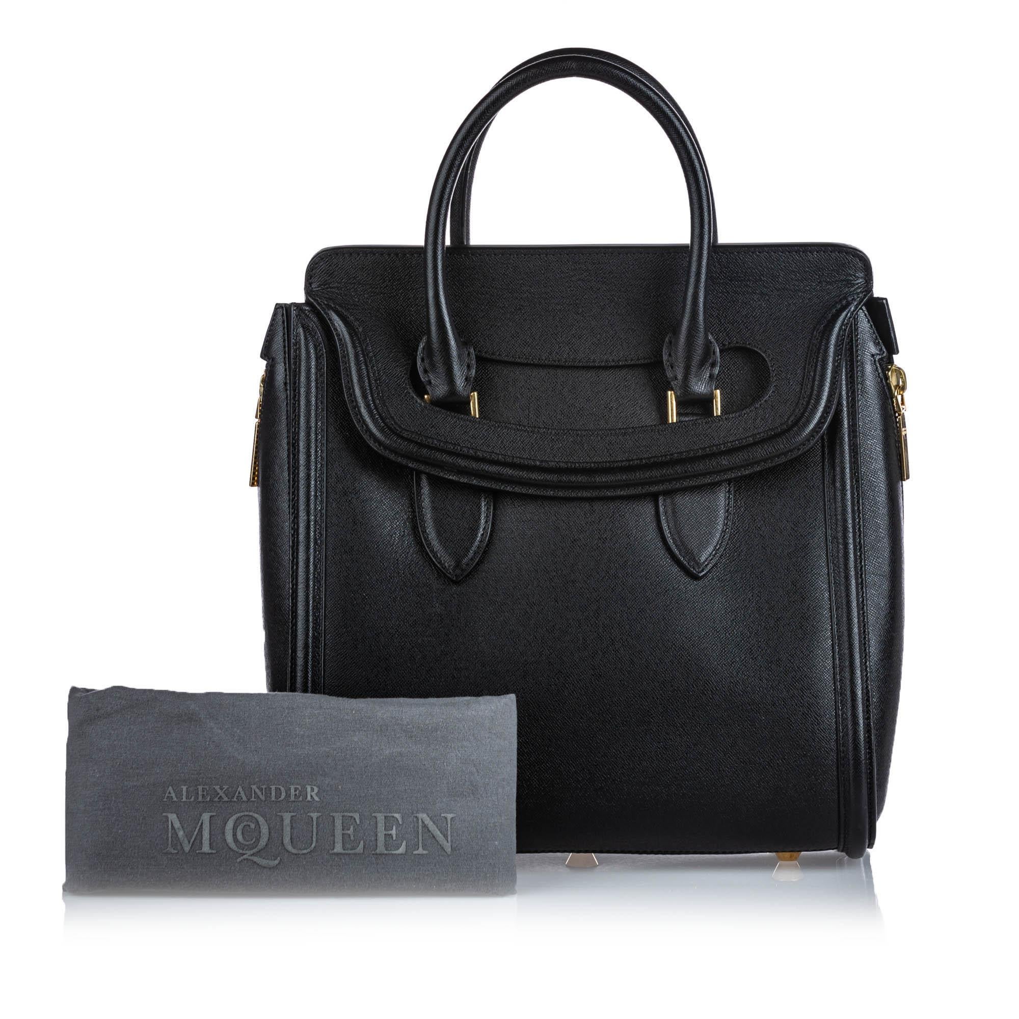 Vintage Authentic Alexander Mcqueen Black Leather Heroine Handbag ITALY MEDIUM  For Sale 12