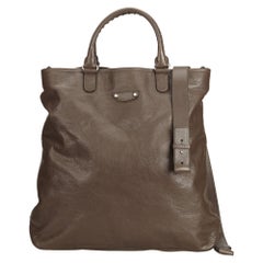 Vintage Authentic Balenciaga Brown Leather Tote France w Dust Bag LARGE