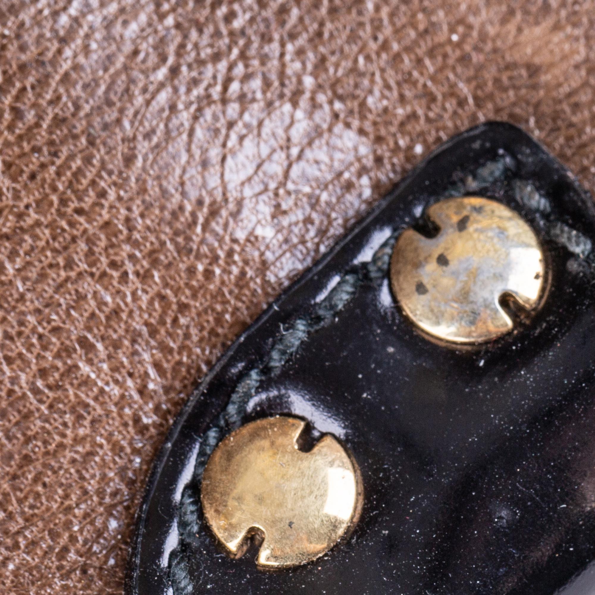 Vintage Authentic Balenciaga Brown with Black Leather Moon Satchel Italy MEDIUM 8