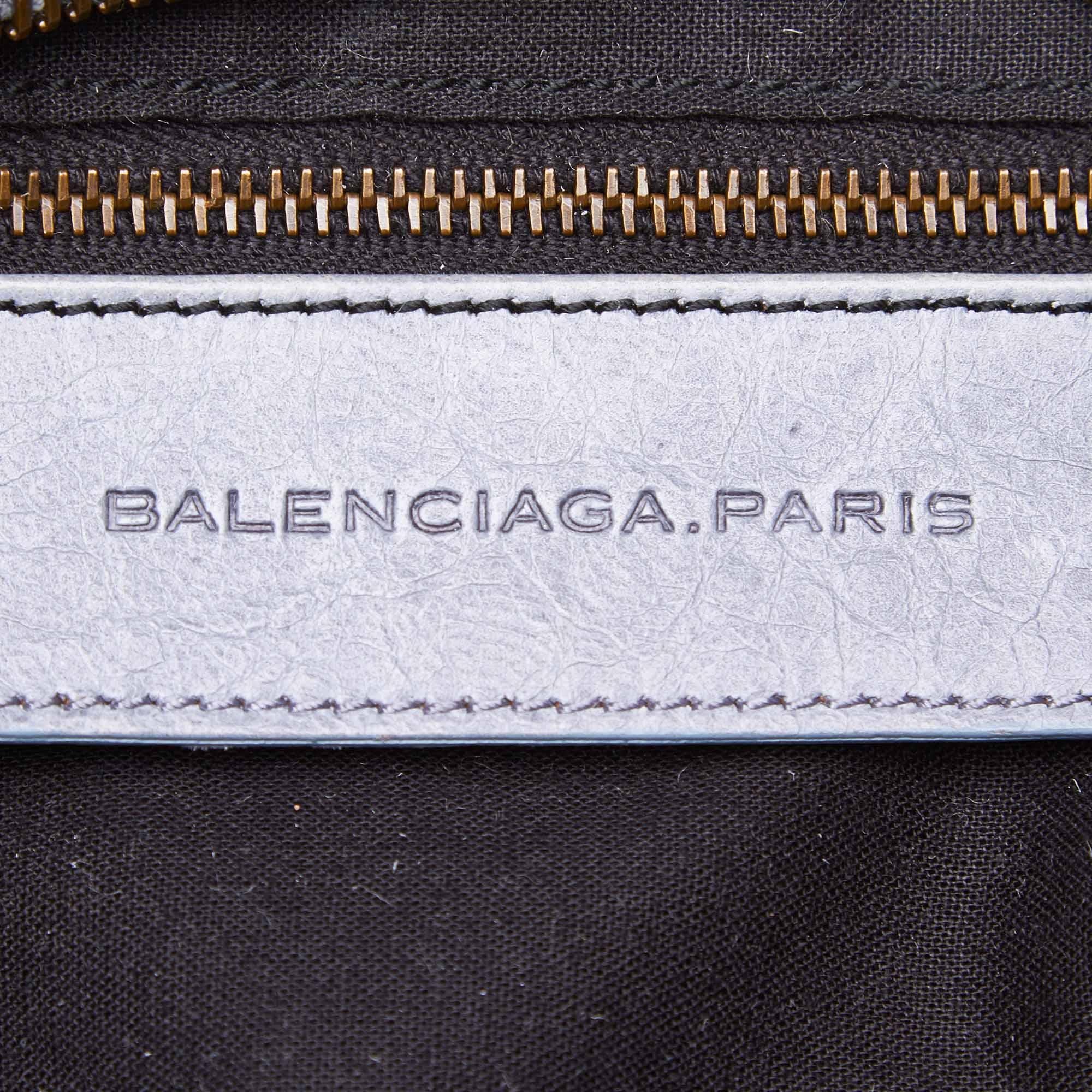 Vintage Authentic Balenciaga Gray Motocross Classic City France w Mirror LARGE  For Sale 2