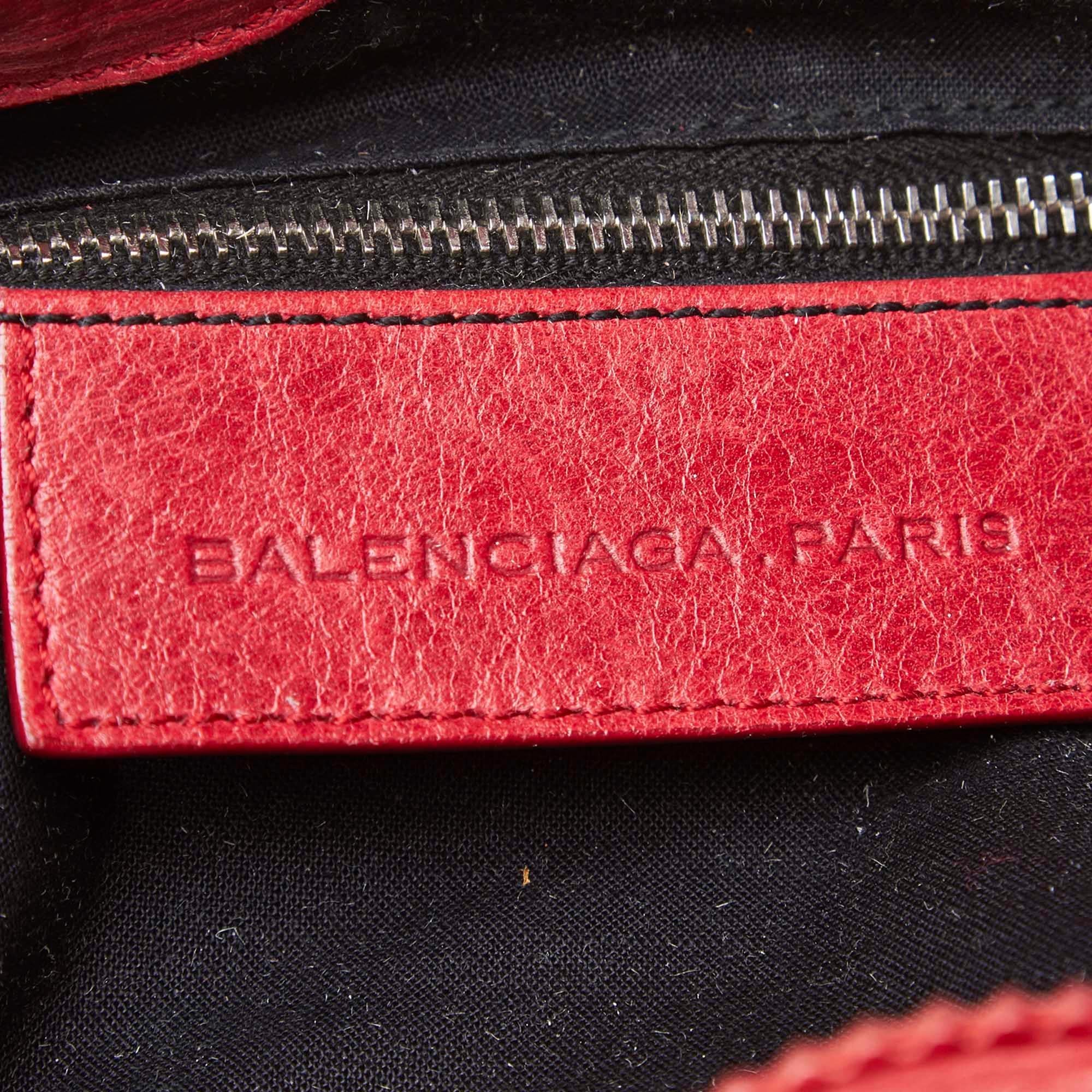 Red Vintage Authentic Balenciaga Leather Motocross Giant Brogues Work Bag LARGE