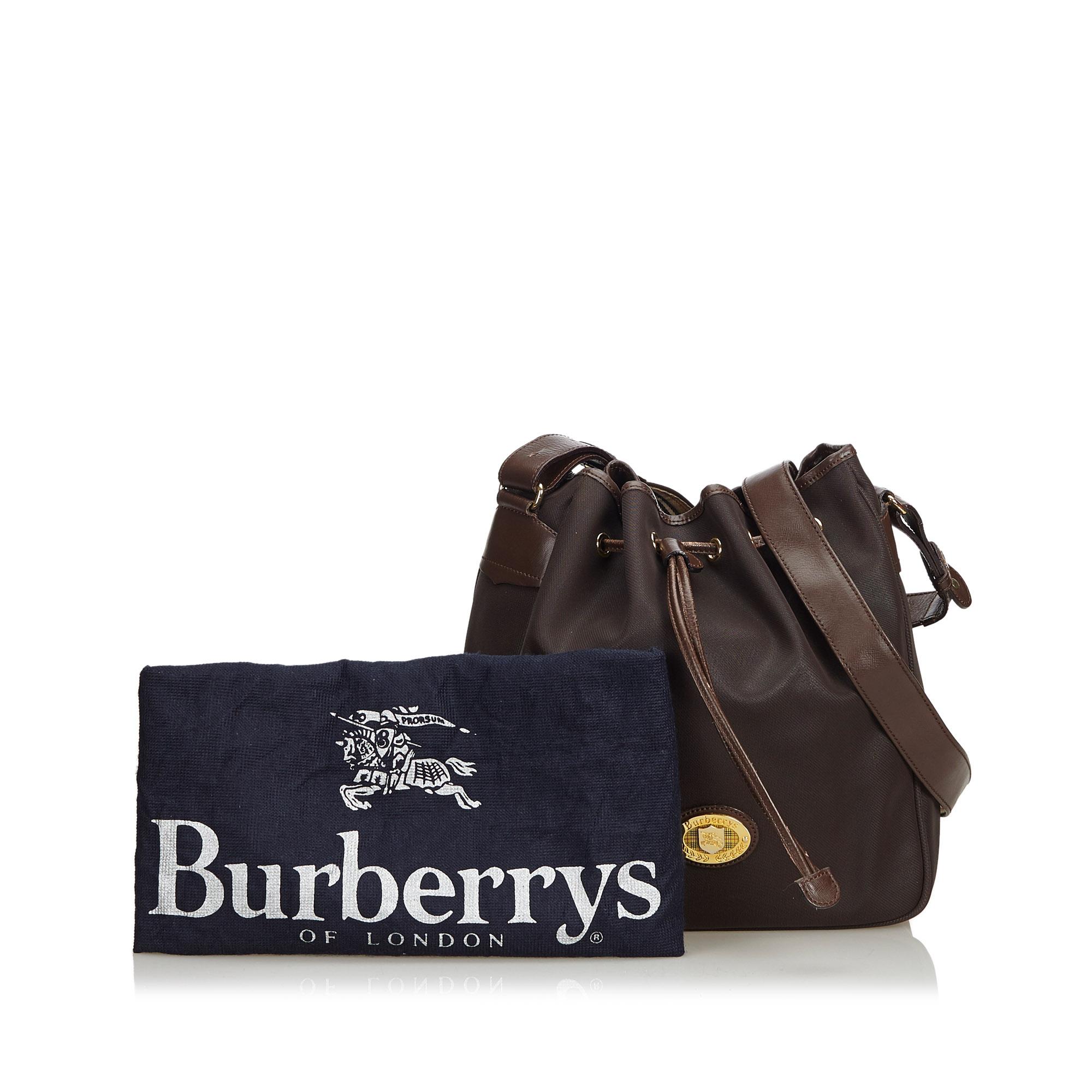 Vintage Authentic Burberry Black Bucket Bag United Kingdom w Dust Bag MEDIUM For Sale 7