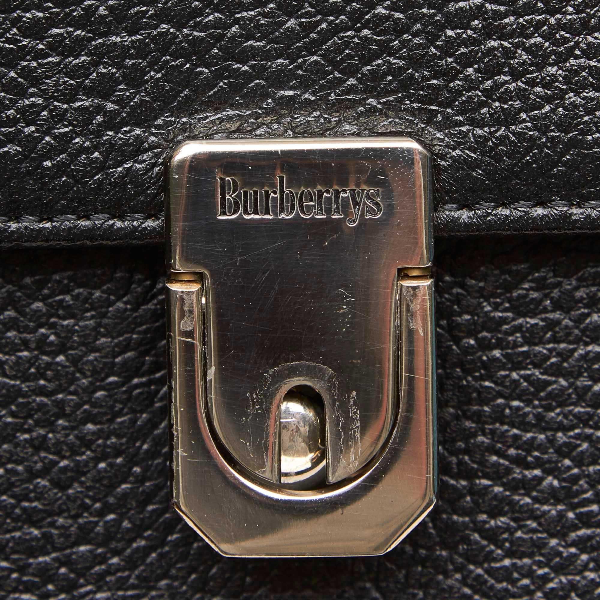 Vintage Authentic Burberry Black Leather Briefcase united Kingdom MEDIUM  For Sale 2