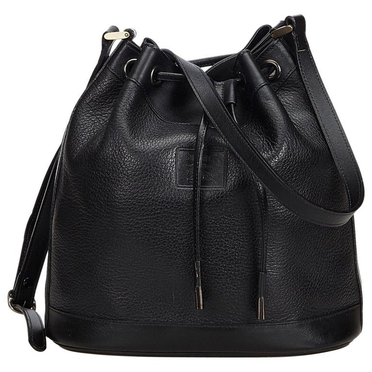 Vintage Authentic Burberry Black Leather Bucket Bag United Kingdom