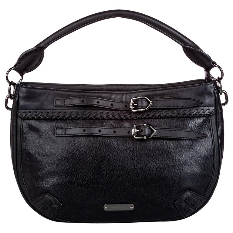 Vintage Authentic Burberry Black Leather Crossbody Bag United Kingdom w MEDIUM For Sale at 1stDibs