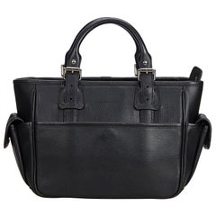 Vintage Authentic Burberry Black Leather Handbag United Kingdom MEDIUM 