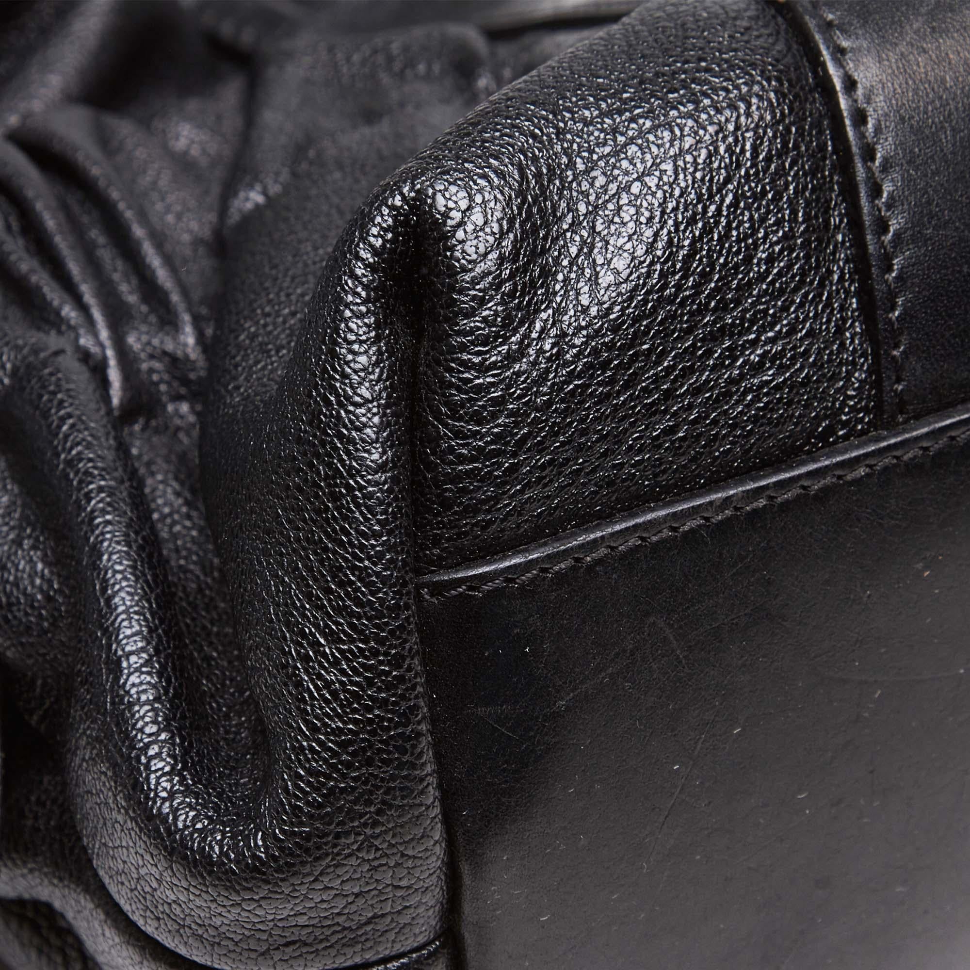 Vintage Authentic Burberry Black Leather Shoulder Bag United Kingdom LARGE  6