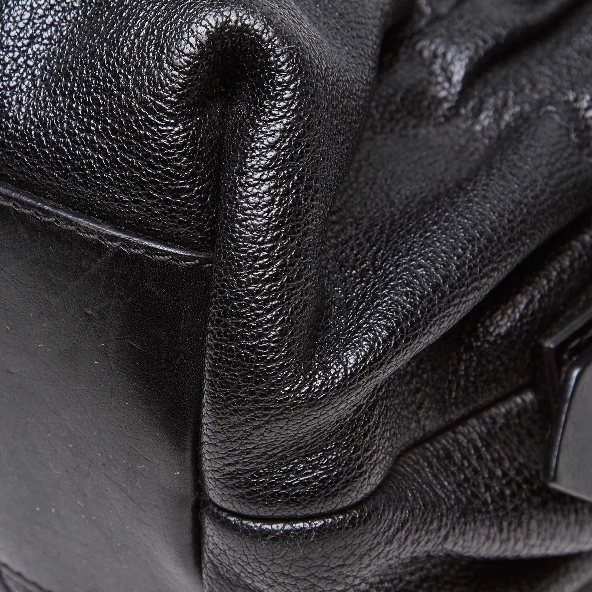 Vintage Authentic Burberry Black Leather Shoulder Bag United Kingdom LARGE  7