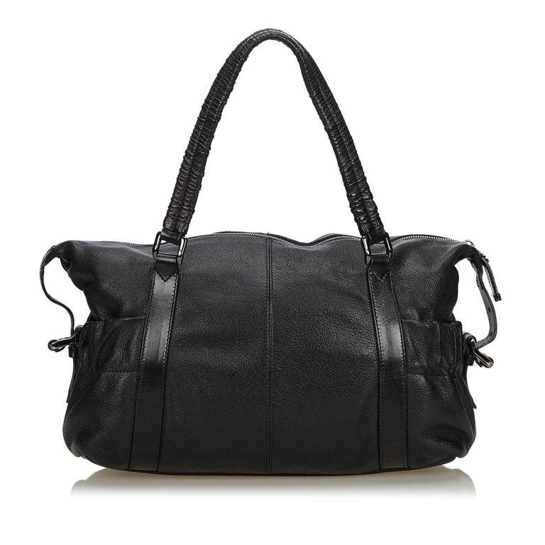 Vintage Authentic Burberry Black Leather Shoulder Bag United Kingdom ...