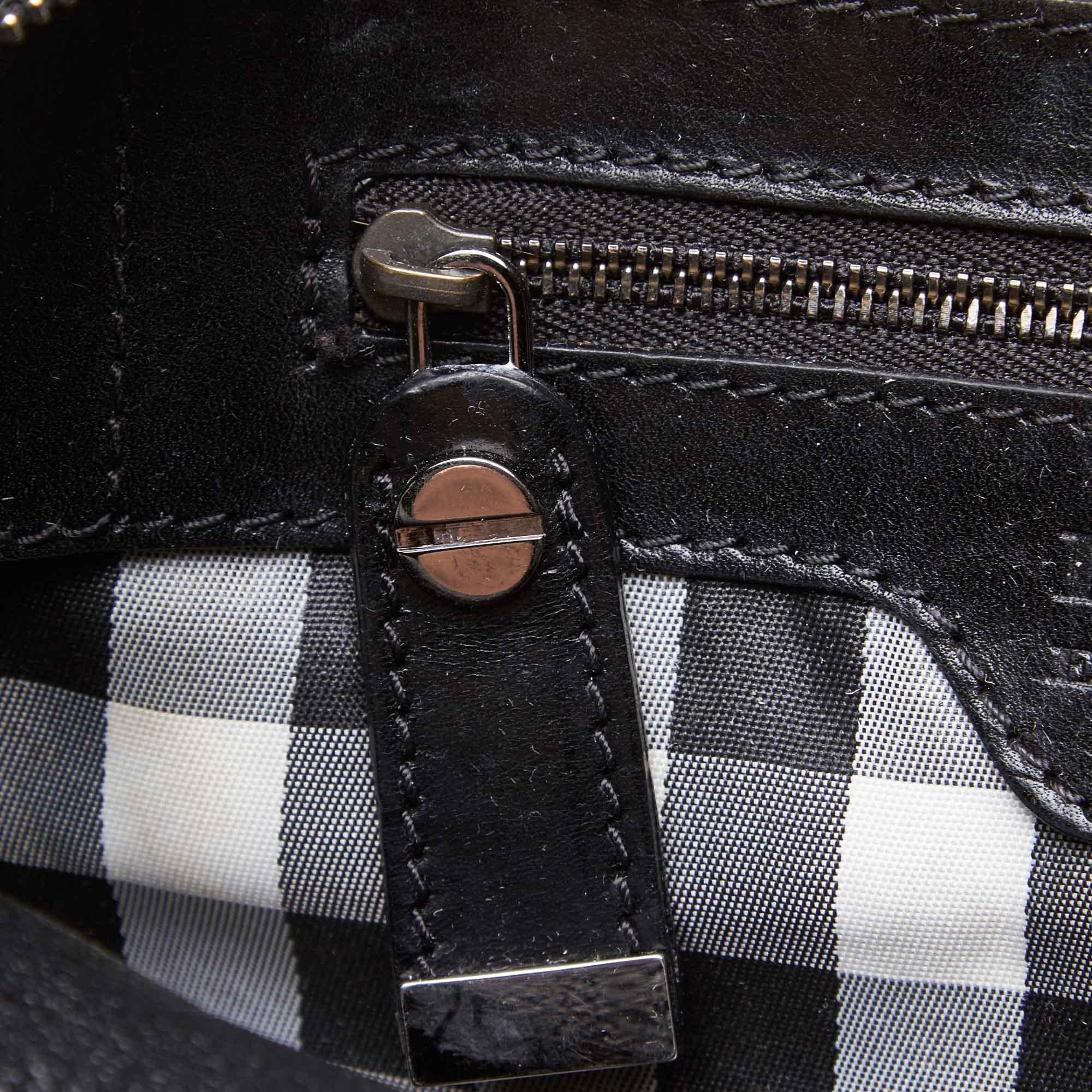 Vintage Authentic Burberry Black Leather Shoulder Bag United Kingdom LARGE  4