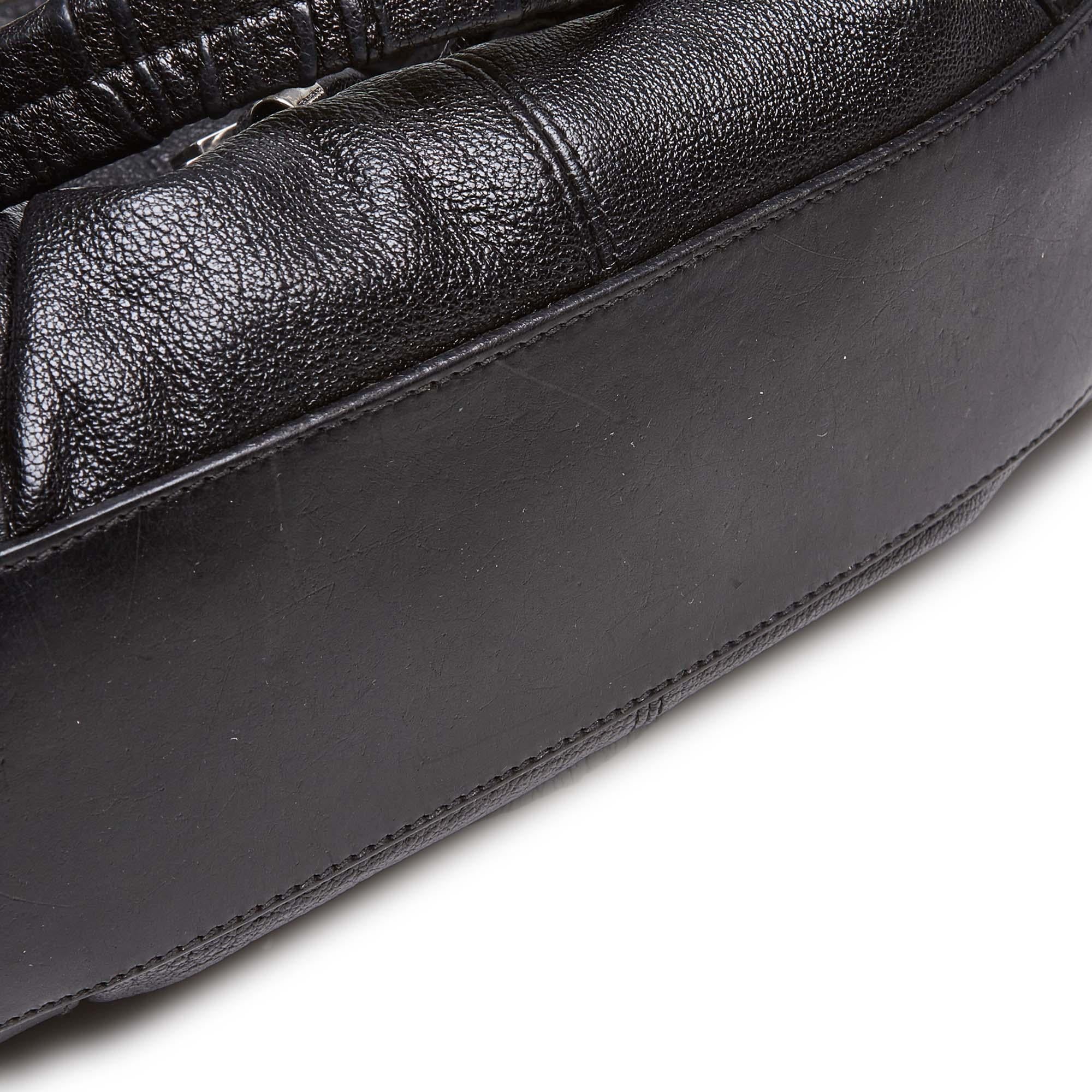 Vintage Authentic Burberry Black Leather Shoulder Bag United Kingdom LARGE  5