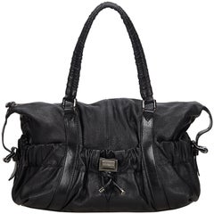 Vintage Authentic Burberry Black Leather Shoulder Bag United Kingdom LARGE 