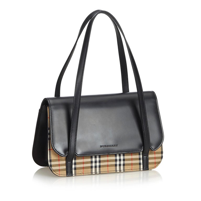 Vintage Authentic Burberry Black Leather Shoulder Bag United kingdom
