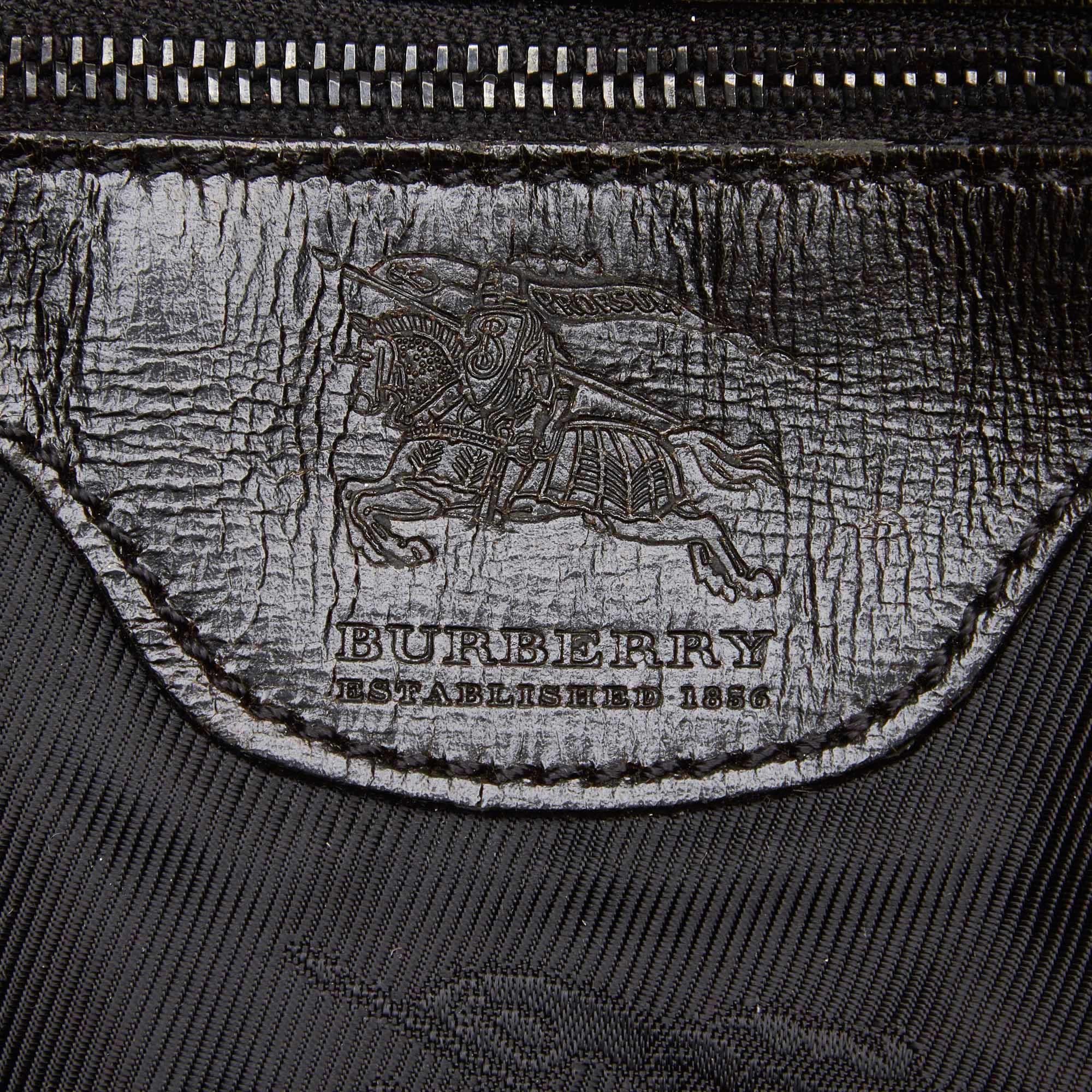 Vintage Authentic Burberry Black Leather Tote Bag United Kingdom LARGE  For Sale 2