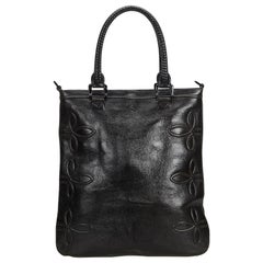 Vintage Authentic Burberry Black Leather Tote Bag United Kingdom LARGE 