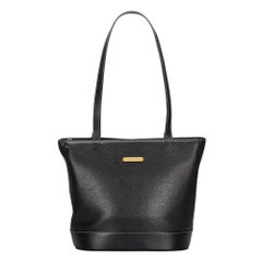 Vintage Authentic Burberry Black Leather Tote Bag UNITED KINGDOM w LARGE