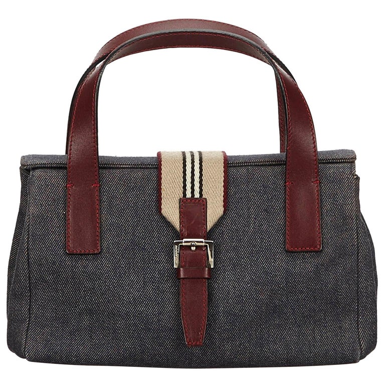 Vintage Authentic Burberry Blue Denim Fabric Handbag United Kingdom