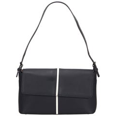 Vintage Authentic Burberry Blue Navy Leather Baguette United Kingdom SMALL