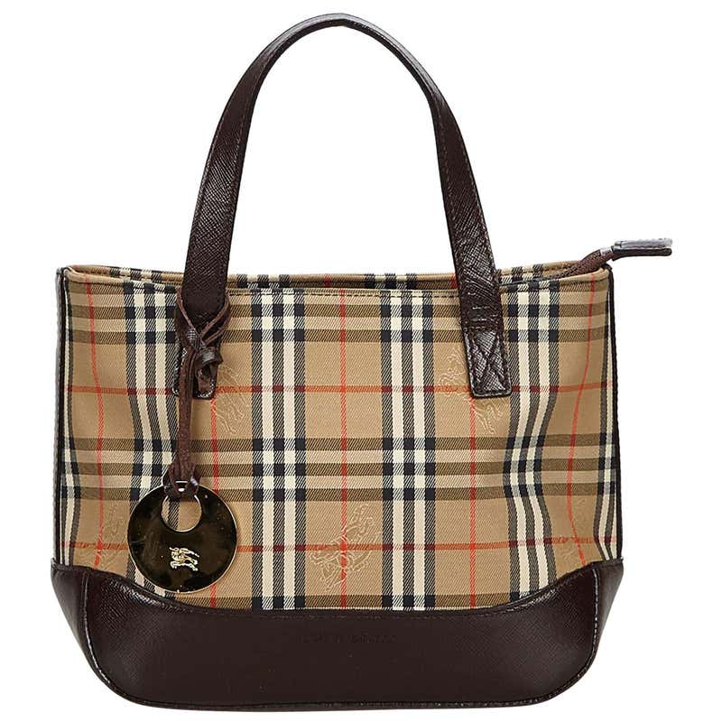 Vintage Authentic Burberry Brown Haymarket Check Handbag United Kingdom ...