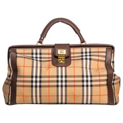 Vintage Authentic Burberry Brown Haymarket Duffle Bag United Kingdom LARGE 